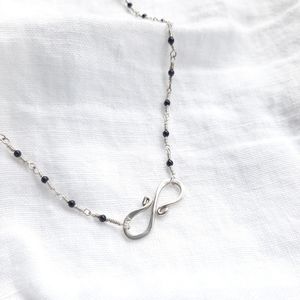Sterling Silver Choker Chain,  Infinity Pendant